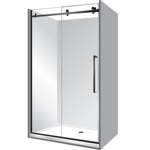 Edge Alcove Shower Enclosure Frameless Left Hand 1000 x 1400 x 1000mm x 2m High Sliding Door Black