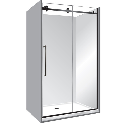Edge Alcove Shower Enclosure Frameless Right Hand 1000 x 1400 x 1000mm x 2m High Sliding Door Black