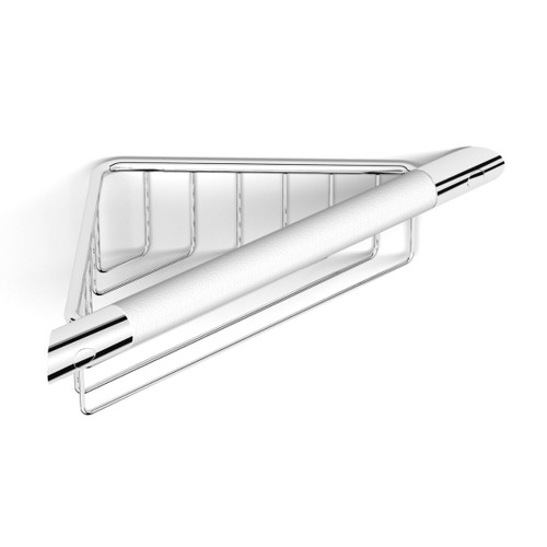 Edge Corner Grab Bar With Basket Shower Accessory 350mm Anti Slip White