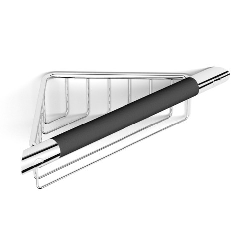 Edge Shower Corner Grab Bar With Basket 350mm Anti Slip Black