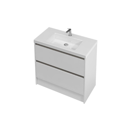 City 46 Floor Standing Vanity 900mm 2 Drawer With Console Basin White/Woodgrain 2408-W/WG
