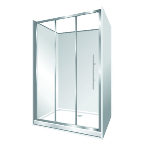 Symphony Aquero Alcove Shower Set Flat Wall Sliding Stacker Door 1000 x 1200mm Silva S1X12X1AQASIFWS
