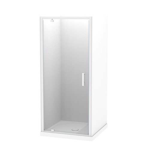 Pacific Shower Enclosure Kit 900 x 900mm 3 Sided Flat Wall Pivot Door White Centre Waste