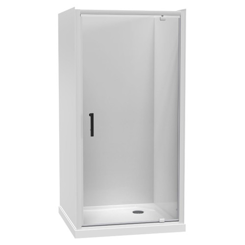Pacific Shower Enclosure Kit 1000 x 1000mm 3 Sided Flat Wall Pivot Door White Corner Waste