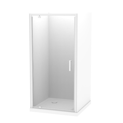Pacific Shower Enclosure Kit 1000 x 1000mm 3 Sided Flat Wall Pivot Door White Corner Waste