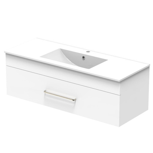 Pacific Vanity 1200mm Single Drawer Wall White Melamine