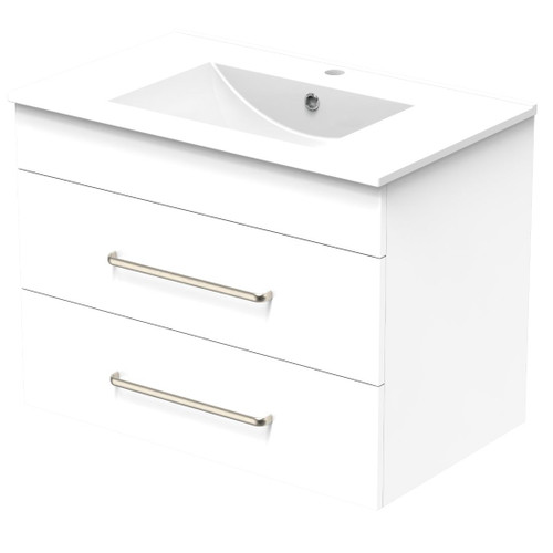 Pacific Vanity 750mm Double Drawer Wall White Melamine
