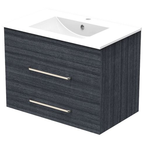 Pacific Vanity 750mm Double Drawer Wall Charred Oak