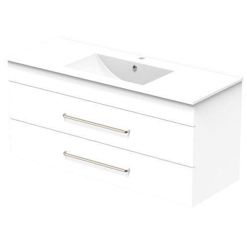 Pacific Vanity 1200mm Doube Drawer Wall White Melamine