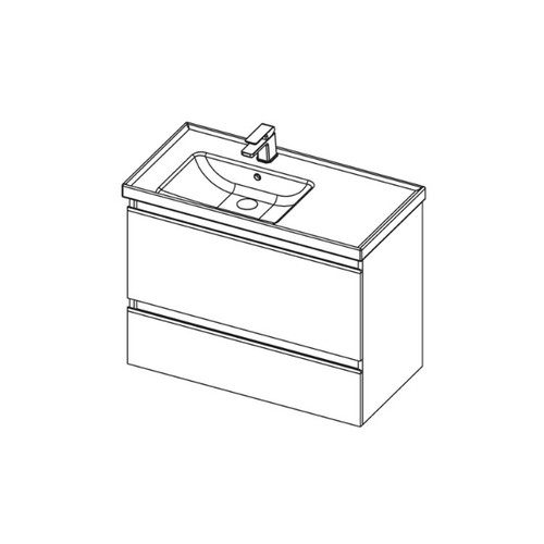 Dusk Wall Hung Vanity 900 Left Hand 3 Drawers Woodgrain 2488-WG