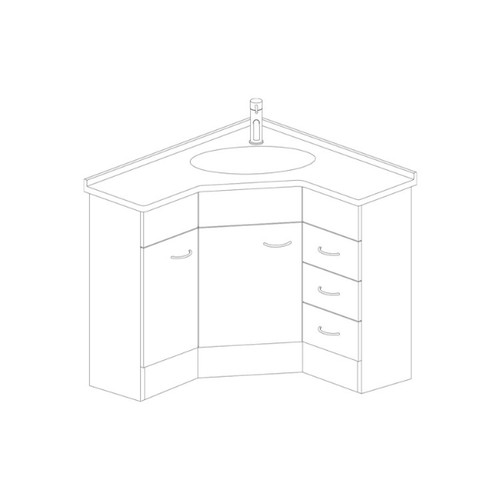 Stella Vanity Corner Floor 900 x 900mm 2 Door 3 Drawer 53101-W