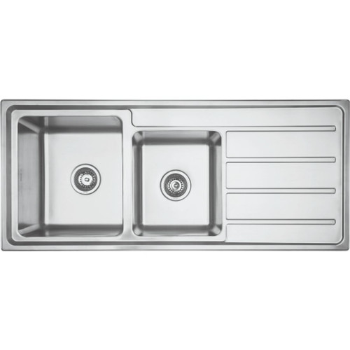 Everglade Kitchen Sink EE202R Bowl and 3/4 With Drainer On Right 1160 x 500mm