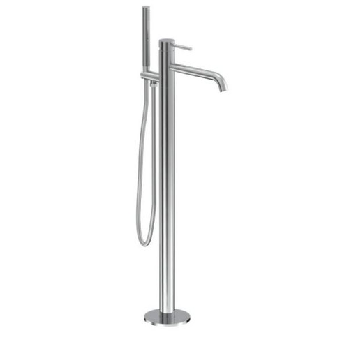 Tube Floor Mount Bath Filler With Hand Shower Chrome