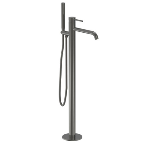 Tube Floor Mount Bath Filler With Hand Shower Gunmetal