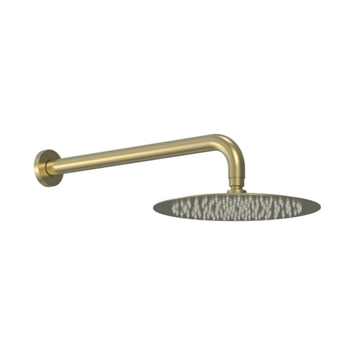 Tube Round Wall Mount Rainhead 250mm Brushed Brass