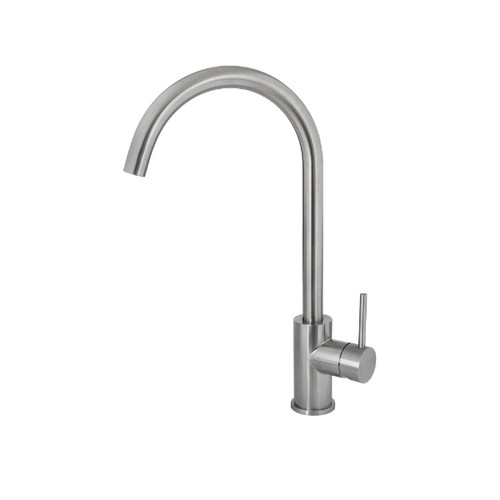 Deluna Sink Mixer Gooseneck Brushed Stainless