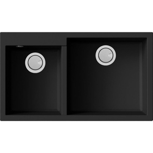 Duro Granite Parma Bowl and 3/4 Sink Left Black WBP761212