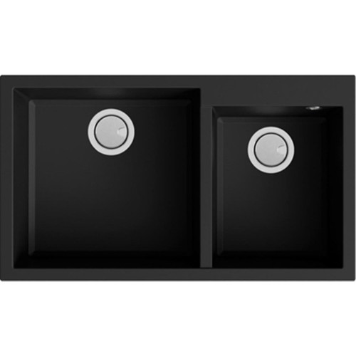 Duro Granite Parma Bowl and 3/4 Sink Right Black WBP761215