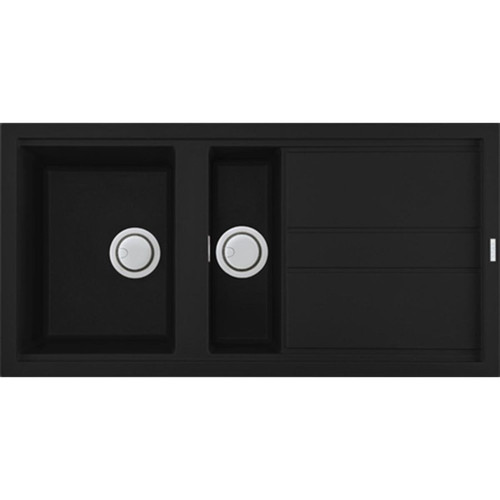 Duro Granite Padua Bowl & 1/4 Sink With Drainer Black WBP761304