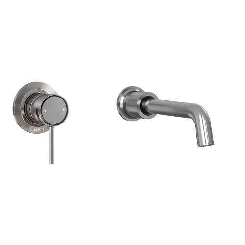 Tate Wall Mounted Basin/Bath Mixer 180mm Brushed Gunmetal