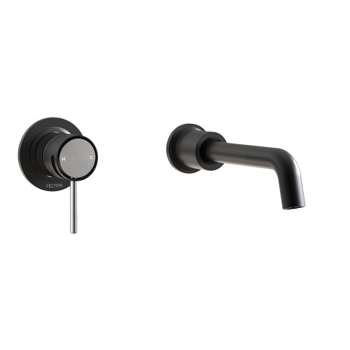 Tate Wall Mounted Basin/Bath Mixer 180mm Black/Brushed Gunmetal