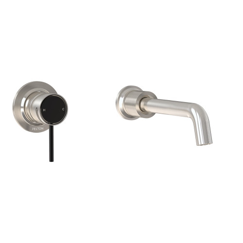Tate Wall Mounted Basin/Bath Mixer 180mm Brushed Stainless/Black