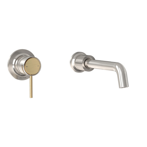 Tate Wall Mounted Basin/Bath Mixer 180mm Brushed Stainless/Brushed Gold