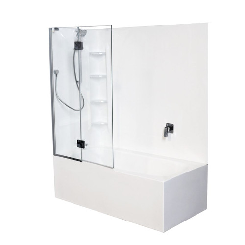 Evora Freestanding Shower Over Bath Corner Contour Plus Wall Left Hand