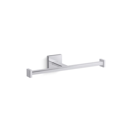 Square Double Toilet Paper Holder Polished Chrome