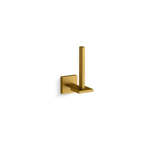 Square Vertical Toilet Paper Holder Brushed Moderne Brass