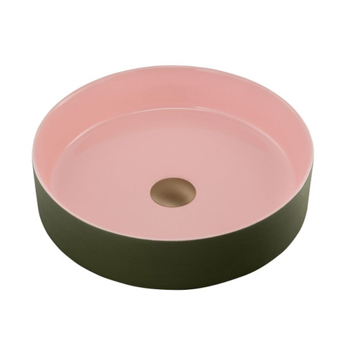 Terzofoco Counter Top Basin Short Circular Olive And Salmon