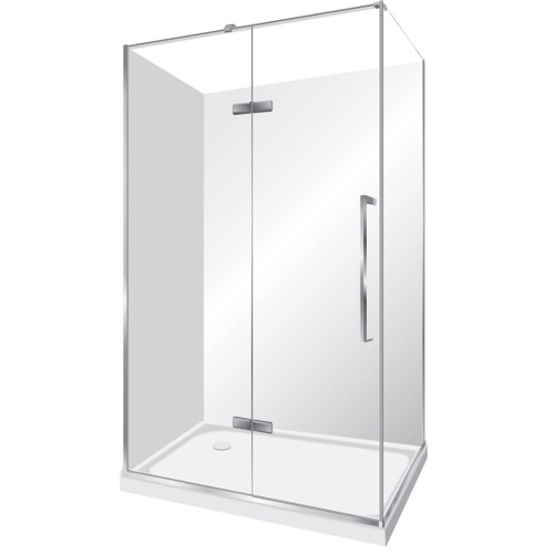 Edge Frameless Shower Enclosure Left Hand Flat Wall Pivot Door 1200 x 1000mm x 2m High Silver