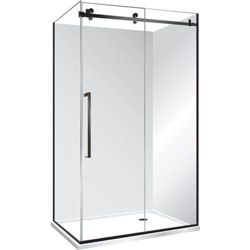 Main Image Edge Frameless Shower Enclosure Right Hand Sliding Door 1400 x 1000mm x 2m High Black