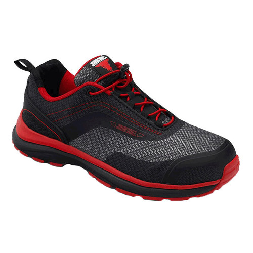 Leopard Lace Up Safety Jogger Black/Red Size 5