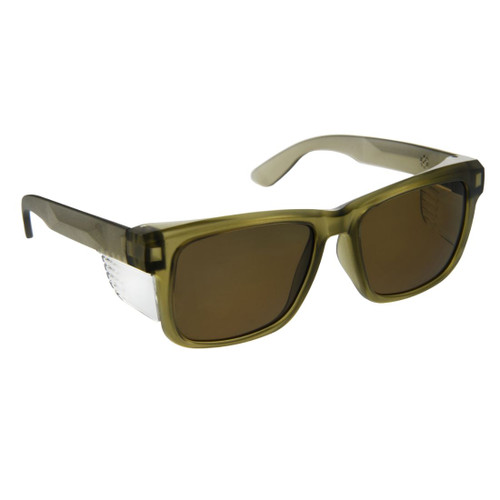 Frontside Safety Glasses Polarised Smoke Lens With Khaki Frame