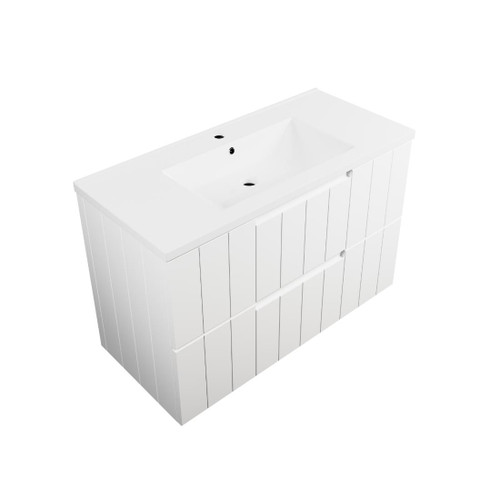 Camden Wall Hung Vanity 2 Drawer 1000mm Ceramic Matte White
