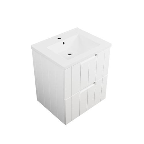 Camden Wall Hung Vanity 2 Drawer 550mm Ceramic Matte White