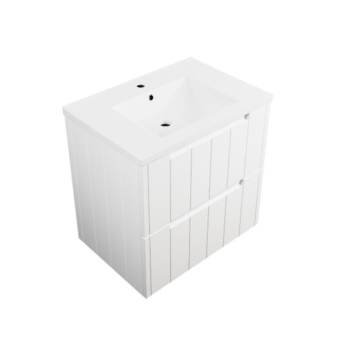 Camden Wall Hung Vanity 2 Drawer 650mm Ceramic Matte White