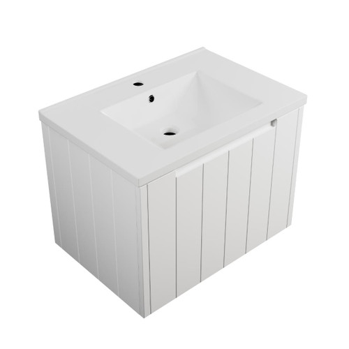 Camden Wall Hung Vanity 1 Drawer 650mm Ceramic Matte White