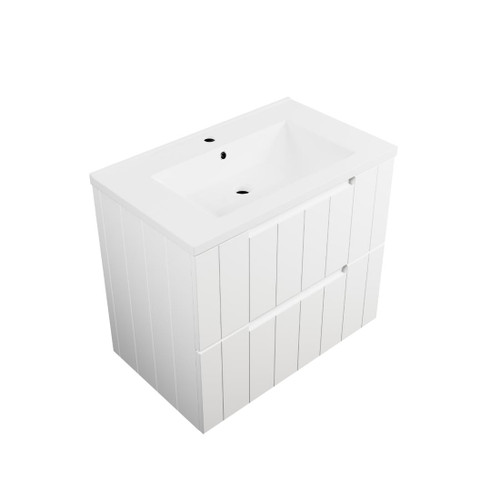 Camden Wall Hung Vanity 2 Drawer 750mm Ceramic Matte White