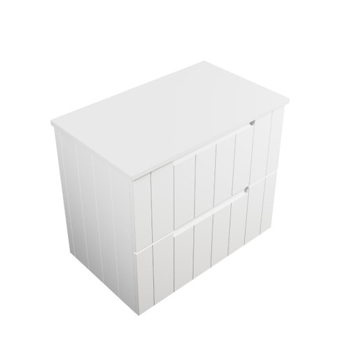 Camden Wall Hung Vanity 2 Drawer 750mm Solid Surface Matte White