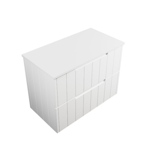 Camden Wall Hung Vanity 2 Drawer 850mm Solid Surface Matte White