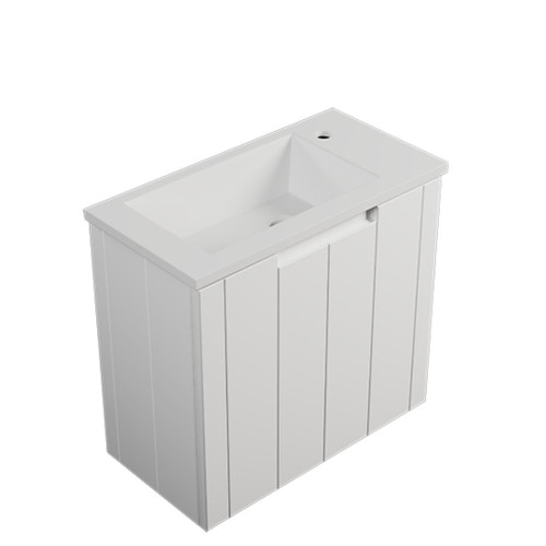 Camden Mini Wall Hung Vanity 1 Door 500mm Ceramic Matte White