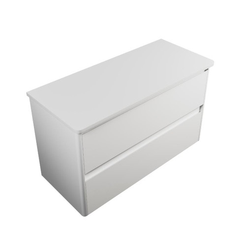 Crawford Wall Hung Vanity 2 Drawer 1050mm Solid Surface Matte White