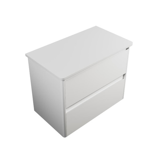 Crawford Wall Hung Vanity 2 Drawer 800mm Solid Surface Matte White