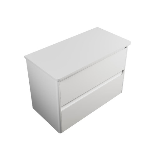 Crawford Wall Hung Vanity 2 Drawer 900mm Solid Surface Matte White