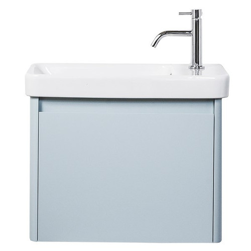 Crawford Mini Wall Hung Vanity 1 Door 550mm Ceramic Top Matte White