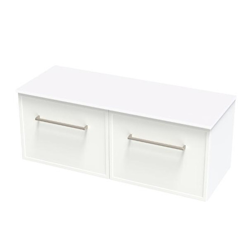 Array Berlin Pro Vanity 1200 Double Drawer White Satin