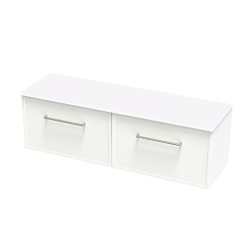 Array Berlin Pro Vanity 1500 Double Bowl Single Drawer With Internal Drawer White Satin