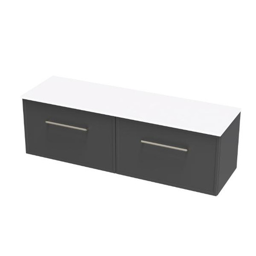 Array Berlin Pro Vanity 1500 Double Bowl Single Drawer With Internal Drawer Slate